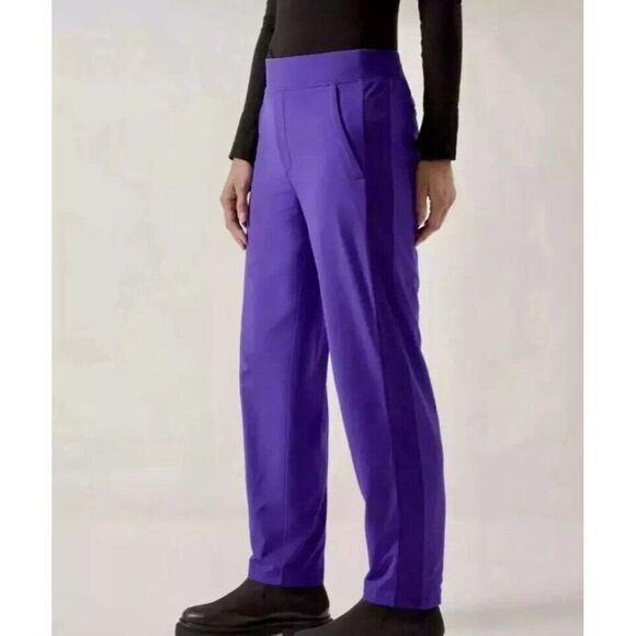 Athleta Brooklyn Lined Pant Womens 8 Tall Noble Blue Purple Zip Pockets - Picture 3 of 4
